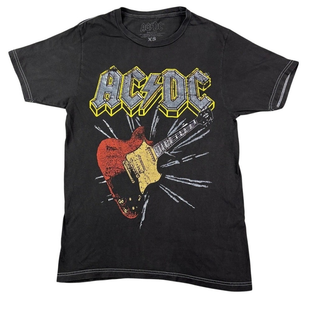 AC/DC Graphic T-Shirt‎ Black Cotton Guitar Rock Band Tee EP5805PRF Mens XS